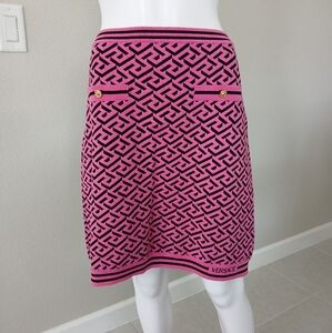 Versace Geometric Pink and Black Pencil Skirt